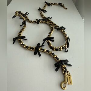 Coach Leather Chain Strap with Bows Brass/Black